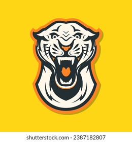 white tiger portrait roar beast wildlife carnivore fang modern colorful mascot cartoon character sticker logo design vector icon illustration