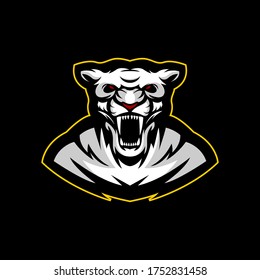 white tiger roaring for mascot logo vector template