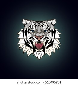 white tiger in a triangular style