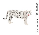 White tiger, vector image. A symbol of fearlessness and perseverance. Feng Shui talisman.