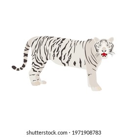 White tiger, vector image. A symbol of fearlessness and perseverance. Feng Shui talisman.