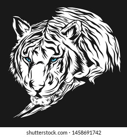 White tiger vector style design