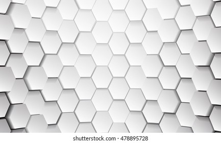White tile of honeycomb shape plates background. White glittering pailettes hexagon texture. Semi spherical tiling luxury fashion background. Snake skin scales interior texture. 