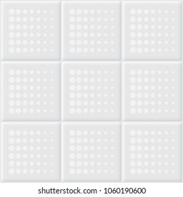 White tile seamless texture or pattern clean surface in top view for background. That is architecture material used to decoration on wall and floor in bathroom, kitchen and laundry room. Vector design