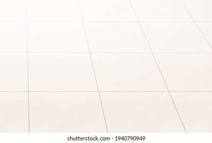 White tiled floor in 3D illustration, can be used for floor cleaner ads background.