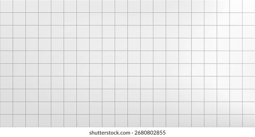 azulejos brancos para o banheiro, piso da cozinha e piscina com sombras e luz. Fundo com padrão de azulejo cerâmico quadrado. Textura abstrata da parede. Limpar estúdio de cena. Ilustração vetorial