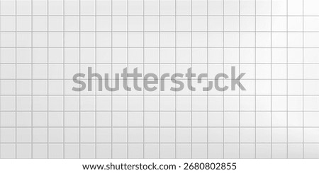 White tiles for the bathroom, kitchen floor and pool with shadows and light. Background with pattern of square ceramic tile. Wall abstract texture. Clean scene studio. Vector illustration