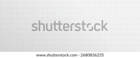 White tiles for the bathroom, kitchen floor and pool with shadows and light. Background with pattern of square ceramic tile. Wall abstract texture. Clean scene studio. Vector illustration