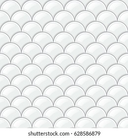 White tiles floor, realistic seamless pattern, circles. Vector illustration, EPS 10