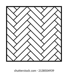 Patrón de hueso de arenque de azulejos blancos. Parqué de hueso de pescado. Materiales de cerámica o piedra, ladrillos de zag o harina de madera en casa, calle o exterior. Interior de cocina para la ilustración de vector plano del catálogo.
