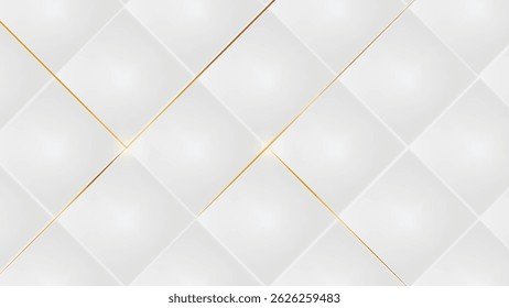 White tiles intersected by thin golden lines.

