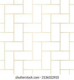 White tiles seamless herringbone pattern. Fishbone parquet. Ceramic or stone material, zig zag bricks or wooden flour in home, street or outdoor. Kitchen interior for catalog flat vector illustration.