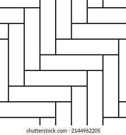 White tiles seamless herringbone pattern. Fishbone parquet. Ceramic or stone material, zig zag bricks or wooden flour in home, street or outdoor. Kitchen interior for catalog flat vector illustration.