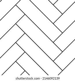 White tiles seamless herringbone pattern. Fishbone parquet. Ceramic or stone material, zig zag bricks or wooden flour in home, street or outdoor. Kitchen interior for catalog flat vector illustration.
