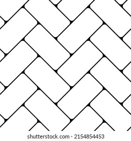 Patrón de herringbone sin fisuras de azulejos blancos. Parqué de hueso de pescado. Materiales de cerámica o piedra, ladrillos de zag o harina de madera en casa, calle o exterior. Interior de cocina para la ilustración de vector plano del catálogo.