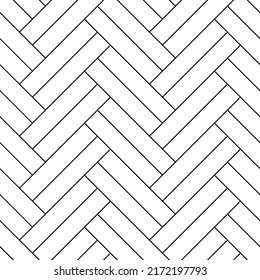 White tiles seamless herringbone pattern. Fishbone parquet. Ceramic or stone material, zig zag bricks or wooden flour in home, street or outdoor. Kitchen interior for catalog flat vector illustration.