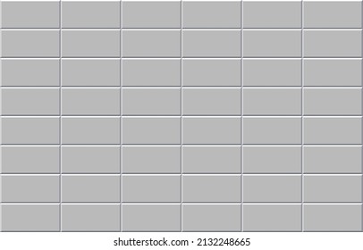 White tiles seamless horizontal pattern. Ceramic white bricks in metro, pool or outdoor. Wall or floor for subway, bathroom, kitchen interior. Gray stone materials for catalog flat vector illustration