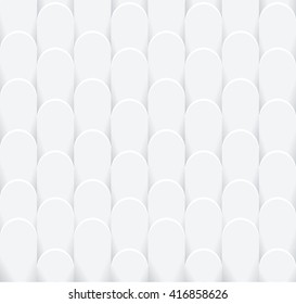 White tiles texture. Wavy background. Interior wall decoration. 3D Vector interior wall panel pattern.