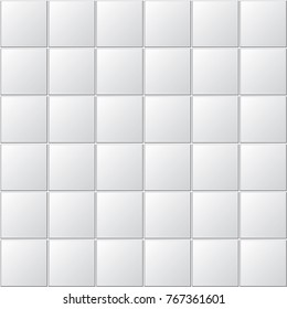 White tiles with thin gap. Vector texture.