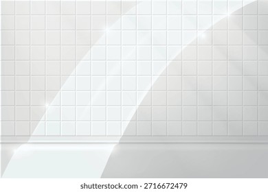 Pared de Vector de azulejos blancos, azulejos grises. Lavado limpio del fondo de las texturas blancas en la superficie de cerámica sucia, pared fresca brillante antes y después