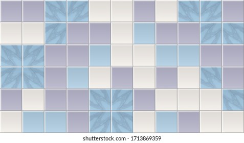 White Tiles Vector Texture. Seamless Pattern Of Beige, Gray Tiles. White Ceramic Textures Background. Seamless Tile Pattern. Grey Ceramic Brick Wall. Abstract Gray Vector Background. White Tile Wall.