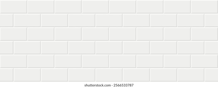 White Tiles Vector Texture. Seamless Pattern Of Beige, Gray Tiles. White Ceramic Textures Background. Seamless Tile Pattern. Grey Ceramic Brick Wall. Abstract Gray Vector Background. White Tile Wall.