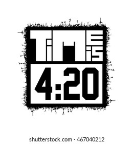 white Time is 420 on black isolated, vector illustration, rastafarian time, 