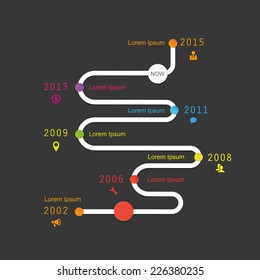 white time line on the black background