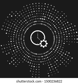 White Time Management icon isolated on grey background. Clock and gear sign. Productivity symbol. Abstract circle random dots. Vector Illustration