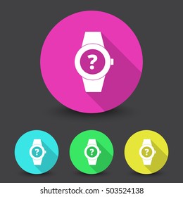 White Time Question icon in different colors set