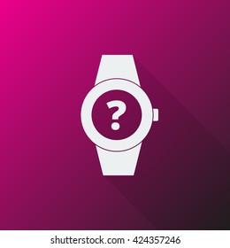 White Time Question icon on pink background