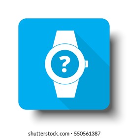 White Time Question icon on blue web button