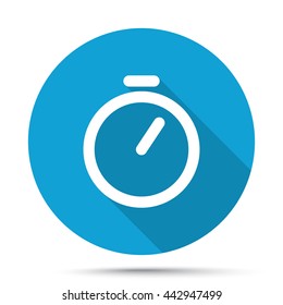 White Timer icon on blue button isolated on white