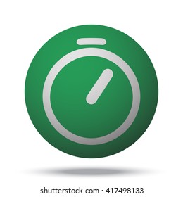 White Timer web icon on green ball