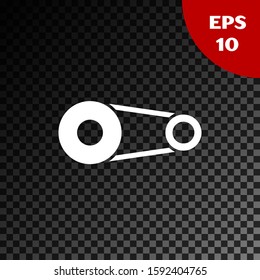 White Timing belt kit icon isolated on transparent dark background.  Vector Illustration