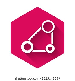 White Timing belt kit icon isolated with long shadow. Pink hexagon button. Vector