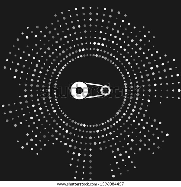 White Timing belt kit\
icon isolated on grey background. Abstract circle random dots.\
Vector Illustration