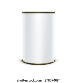 White tin box packaging container for tea or coffee isolated vector illustration