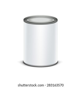 White tin box packaging container for tea or coffee isolated vector illustration