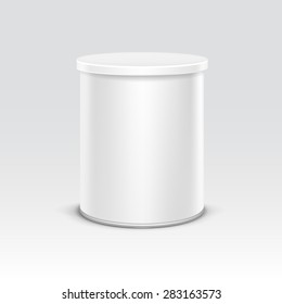 White tin box packaging container for tea or coffee isolated vector illustration