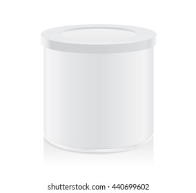 White tin can not have logo isolated on white background. Packaging template for food product and other.