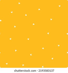 White tiny hearts seamless pattern with yellow background.