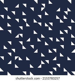 White tiny triangles seamless pattern with navy background.