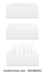 White Tissue Box Set Icons Vector Illustration Isolated On Background