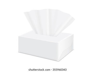 White Tissue soft pack by plastic wrap have blank label and no text for mock up packaging. Tissue paper pop up from package.