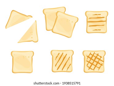 White toast bread slices for sandwich isolated on white background. Vector