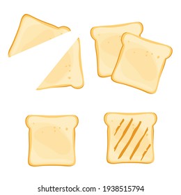 White toast bread slices for sandwich isolated on white background. Vector