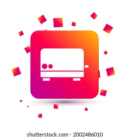 Icono de la tostadora blanca aislado en fondo blanco. Botón de color cuadrado. Vector