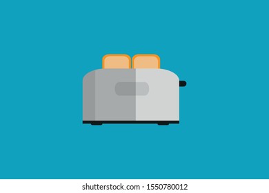 White toaster in modern graphic vector illustration. Flat toaster design isolated. 