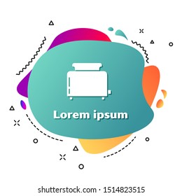 White Toaster with toasts icon isolated on white background. Abstract banner with liquid shapes. Vector Illustration